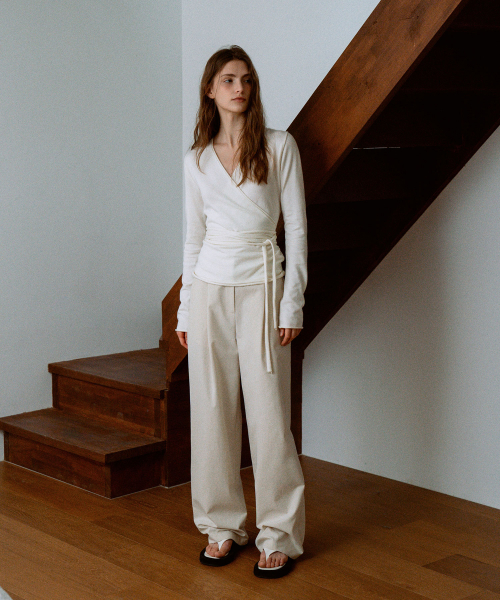 Cotton One-Tuck Pants[LMBESPPT5502]-White