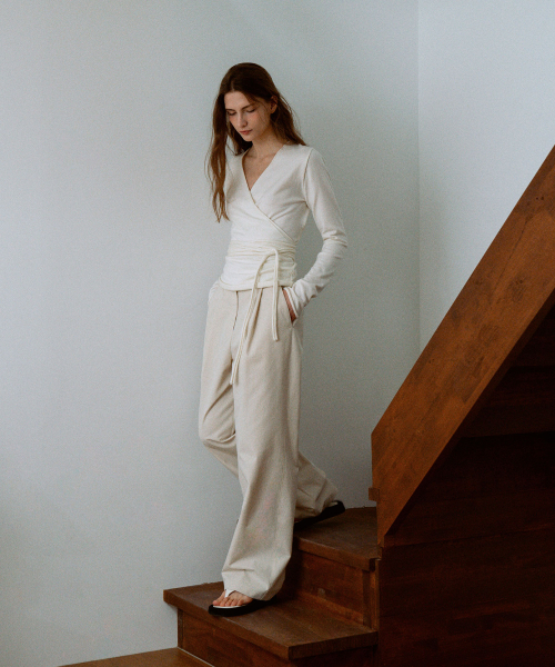 Cotton One-Tuck Pants[LMBESPPT5502]-White
