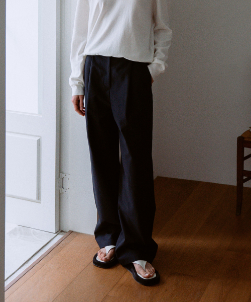 Cotton One-Tuck Pants[LMBESPPT5502]-White