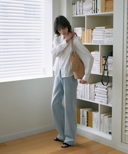 Pintuck Tie Blouse[LMBFSP25SH5304]-Off-White