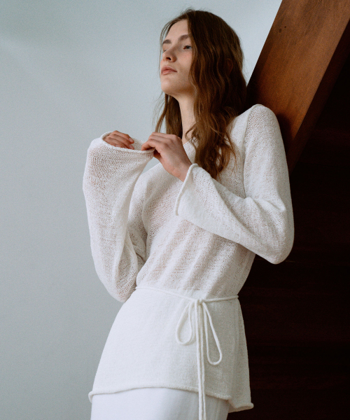 Cotton Linen Boat Neck Knit Top[LMBFSP25KN266]-2color