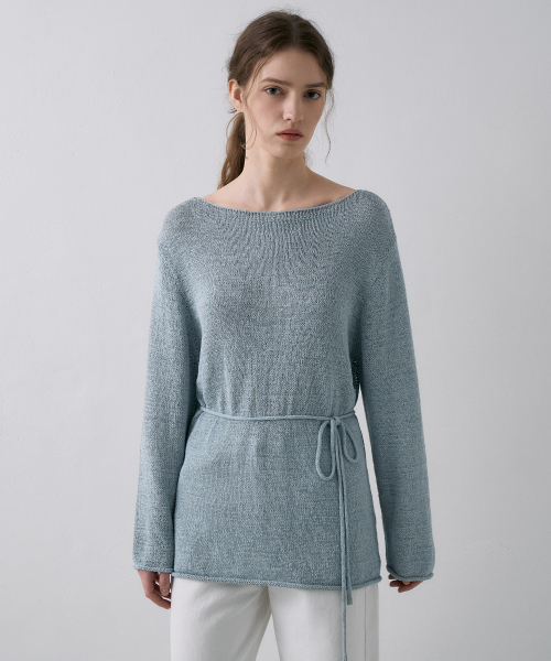 Cotton Linen Boat Neck Knit Top[LMBFSP25KN266]-2color