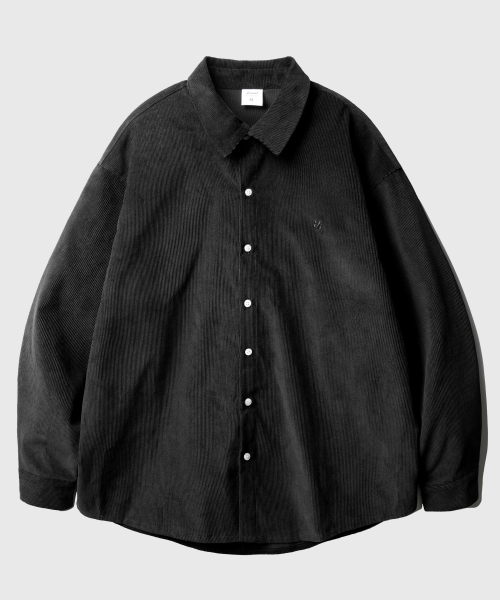 Rise Overfit Corduroy Shirts Black OYLS2601
