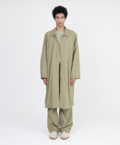 Washed Balmacaan Coat, Dark Beige