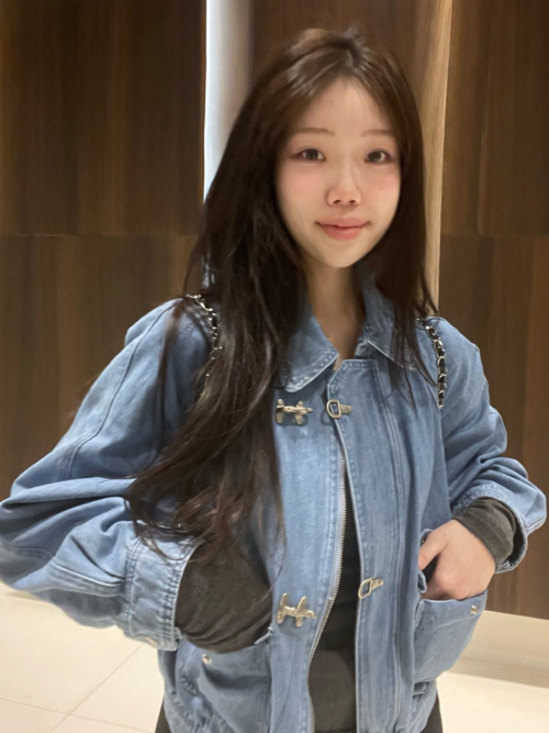CELIE denim bomber jacket_BLUE