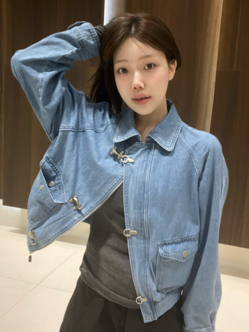 CELIE denim bomber jacket_BLUE