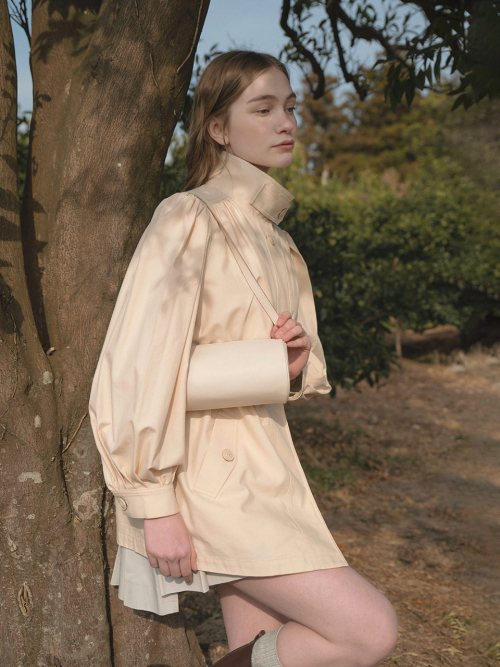 COCO cotton high neck middle jacket_CREAM