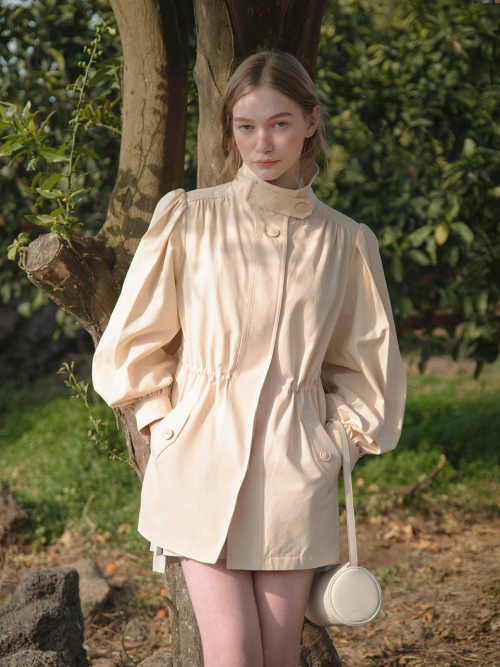 COCO cotton high neck middle jacket_CREAM