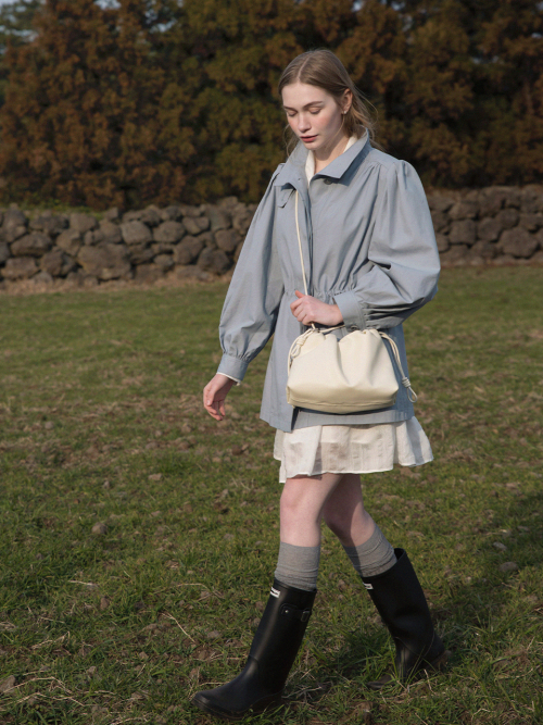 COCO cotton high neck middle jacket_BLUE