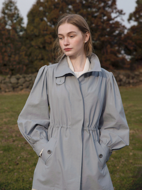 COCO cotton high neck middle jacket_BLUE