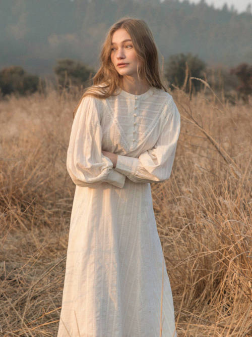 BIANA shirring laced dress_WHITE