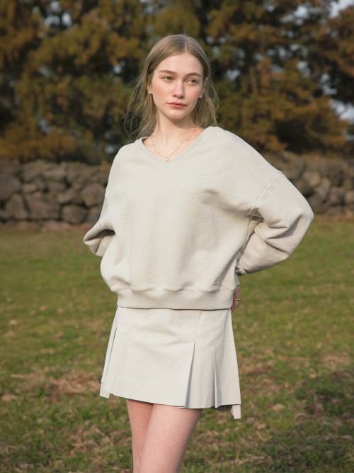 VELO pleats mini skirt_LIGHT GRAY