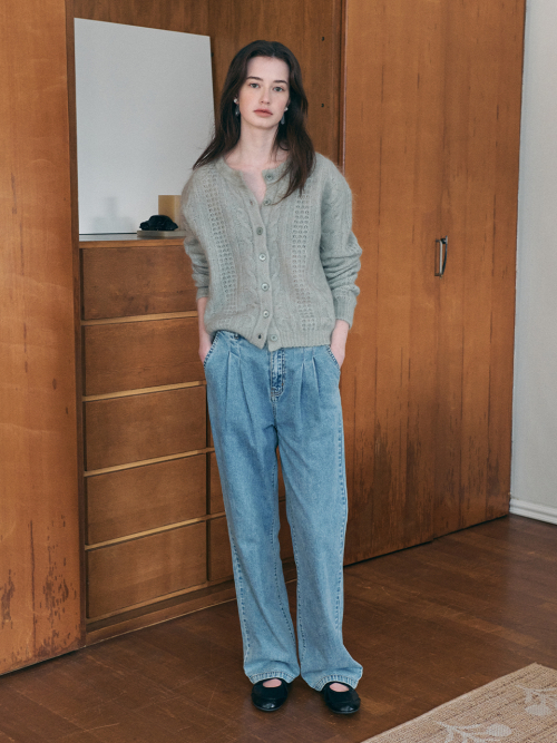 HUGO two tuck straight denim pants_BLUE
