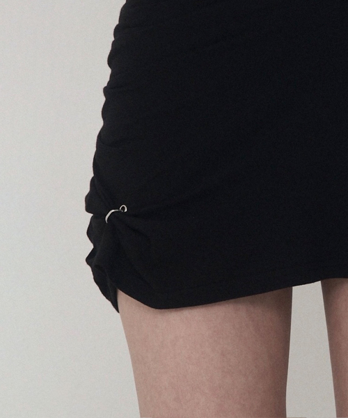 Piercing Drape Set-up Mini Skirt (Black)