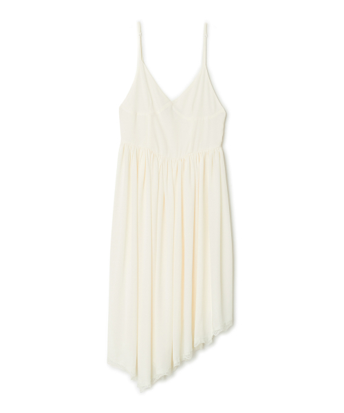 Lace Layered Shirring One-piece, IVORY