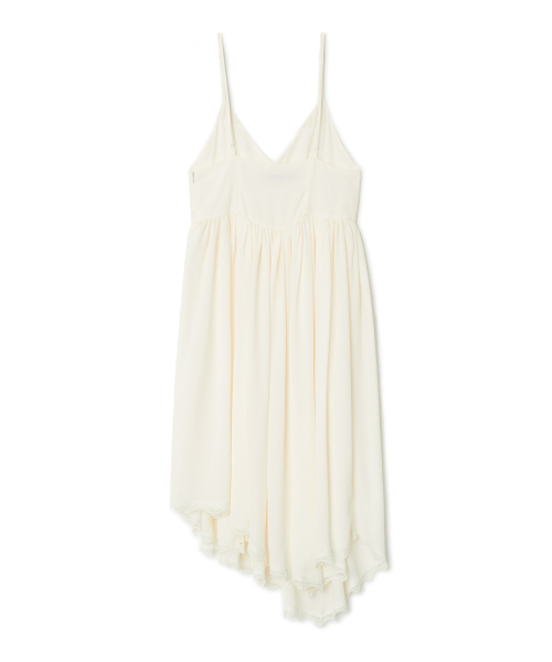 Lace Layered Shirring One-piece, IVORY