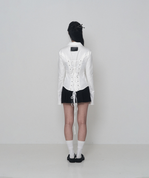 Damage Eyelet Corset Jacket (White)