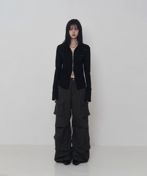 Damage Eyelet Corset Jacket (Black)