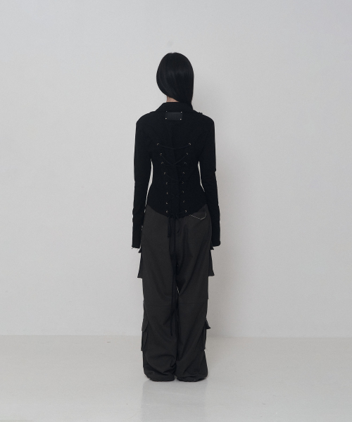 Damage Eyelet Corset Jacket (Black)