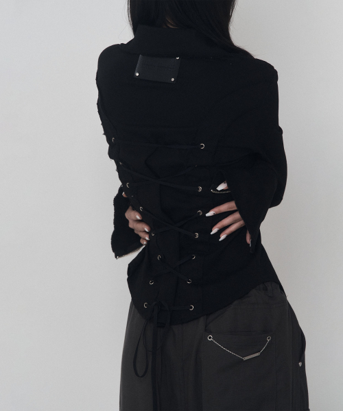 Damage Eyelet Corset Jacket (Black)