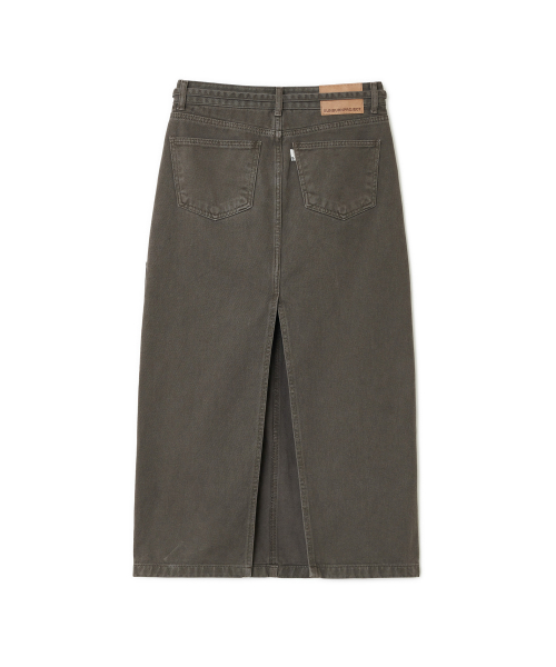 String Color Denim Maxi Skirt, BROWN