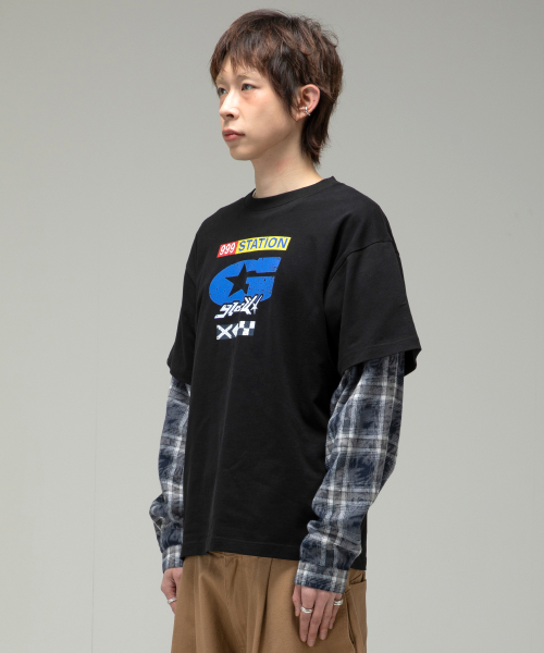 GT136 셔츠 레이어드 티셔츠 (BLACK)
