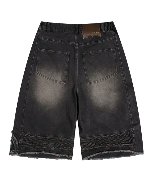 GP115 바이커 워싱 데님 버뮤다 팬츠 (BLACK)