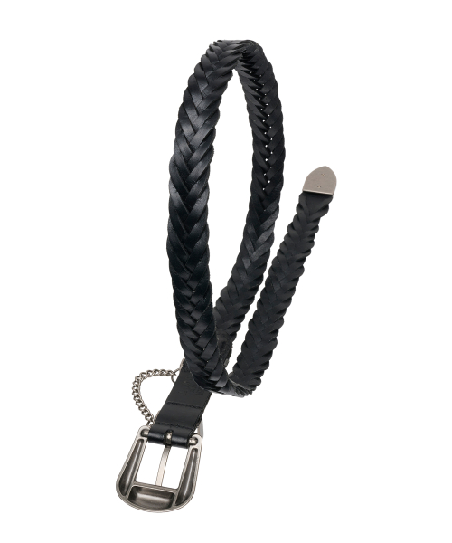 BL026 체인 위빙 레더 남자 여자 가죽 벨트 22mm 블랙