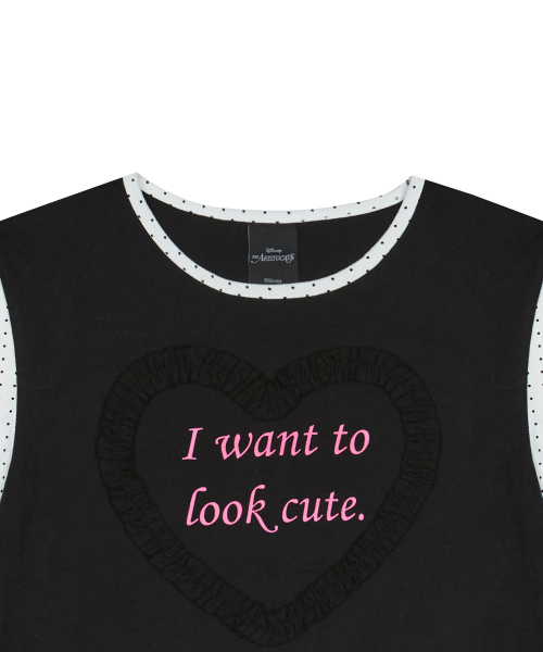 [MARIE] FRILL LETTERING TEE(BLACK)