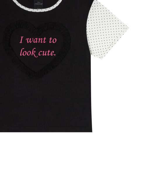 [MARIE] FRILL LETTERING TEE(BLACK)