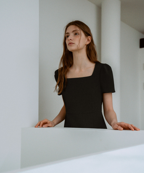 Square See-through Dress[LMBFCO25DR5806]-Black