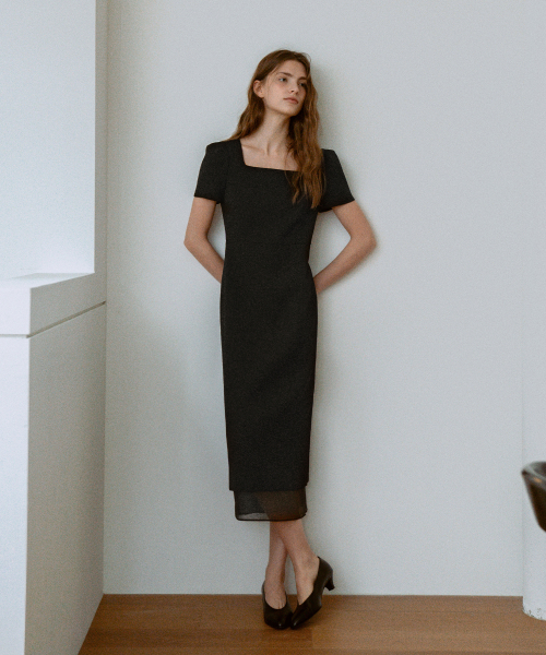 Square See-through Dress[LMBFCO25DR5806]-Black