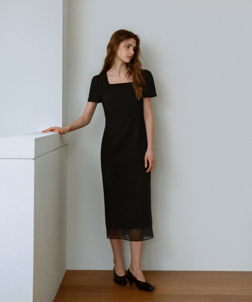 Square See-through Dress[LMBFCO25DR5806]-Black
