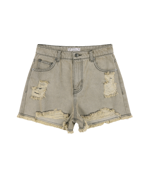 VINTAGE DENIM SHORTS (SAND BROWN) FQD879