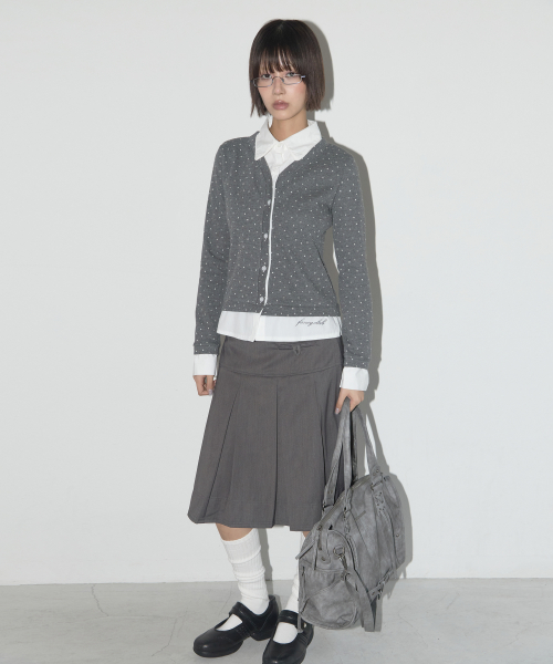 BELTED WASHING LEATHER BAG (GRAY) F25QE990