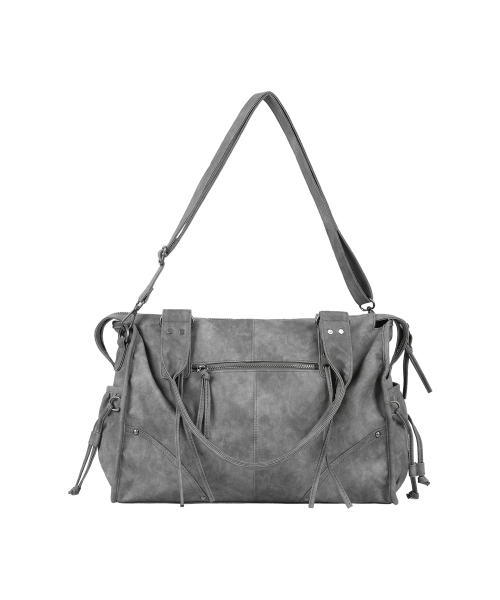 BELTED WASHING LEATHER BAG (GRAY) F25QE990