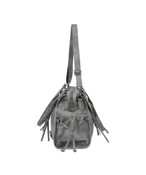 BELTED WASHING LEATHER BAG (GRAY) F25QE990