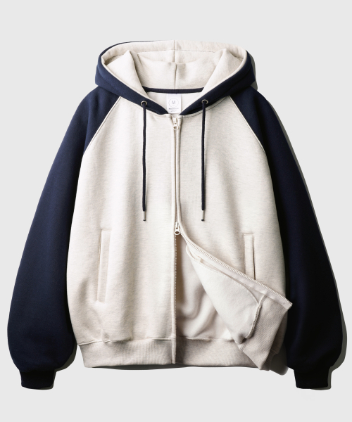 Nova Overfit Raglan Hood Zip Up Navy SOHD2608