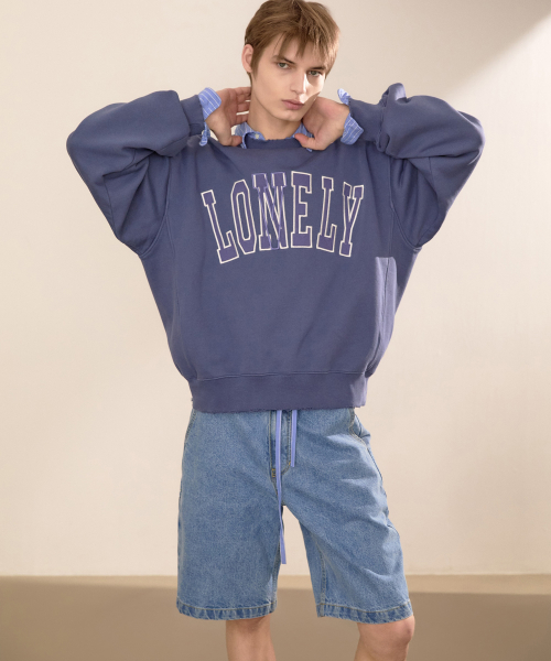 LONELY/LOVELY DAMAGE SWEATSHIRT INDIGO BLUE