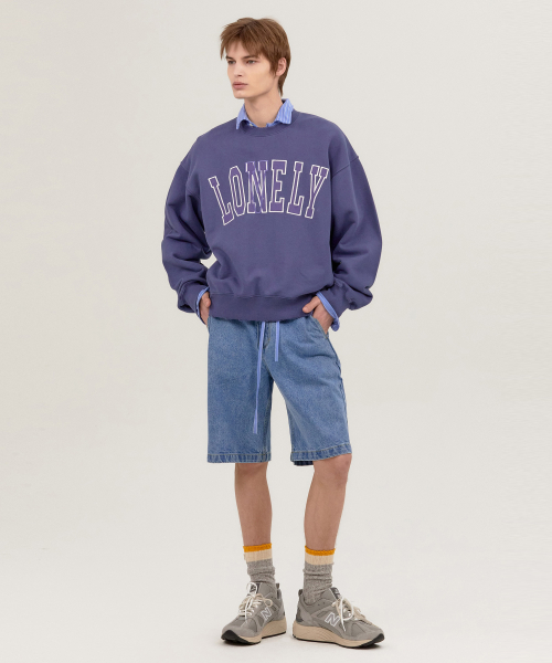 LONELY/LOVELY DAMAGE SWEATSHIRT INDIGO BLUE
