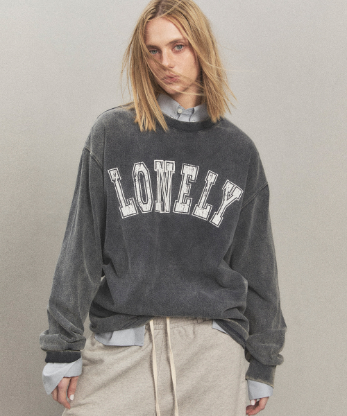 LONELY/LOVELY SALT WASHING LONG SLEEVE T-SHIRT CHARCOAL