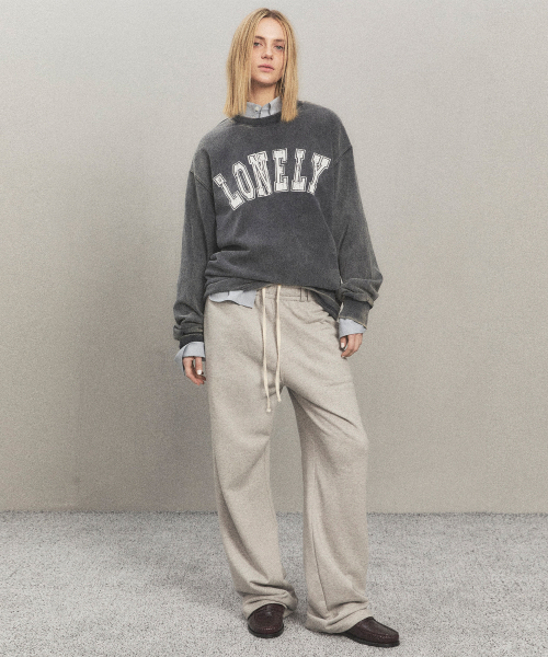 LONELY/LOVELY SALT WASHING LONG SLEEVE T-SHIRT CHARCOAL