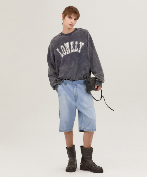 LONELY/LOVELY SALT WASHING LONG SLEEVE T-SHIRT CHARCOAL