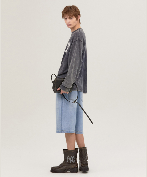LONELY/LOVELY SALT WASHING LONG SLEEVE T-SHIRT CHARCOAL