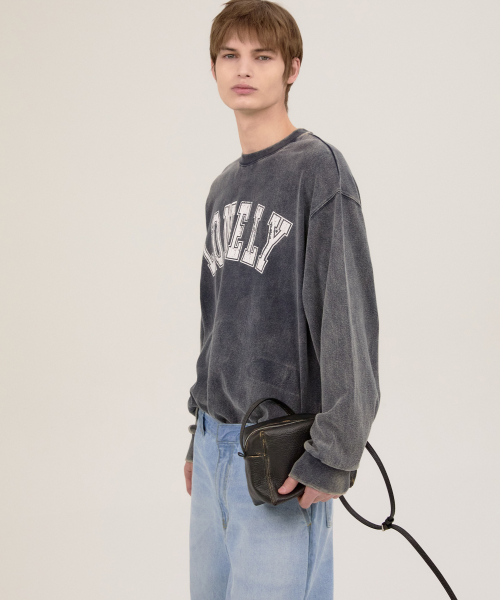 LONELY/LOVELY SALT WASHING LONG SLEEVE T-SHIRT CHARCOAL