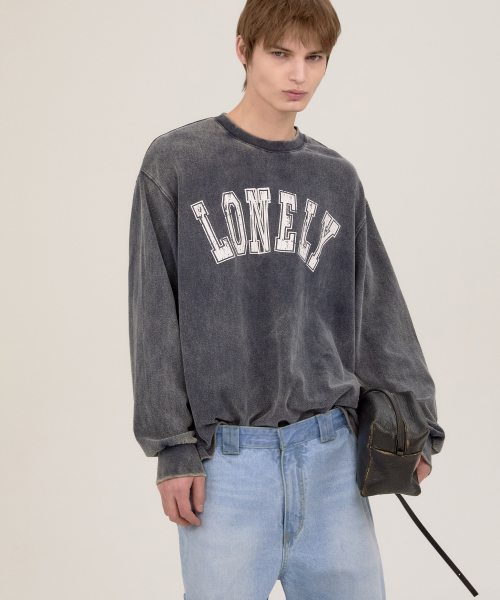 LONELY/LOVELY SALT WASHING LONG SLEEVE T-SHIRT CHARCOAL