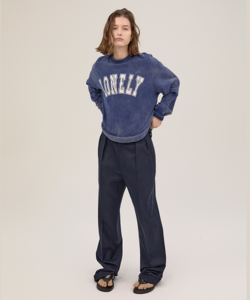LONELY/LOVELY SALT WASHING LONG SLEEVE T-SHIRT NAVY