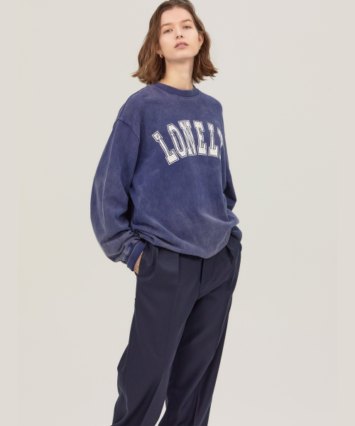 LONELY/LOVELY SALT WASHING LONG SLEEVE T-SHIRT NAVY