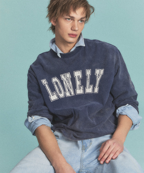 LONELY/LOVELY SALT WASHING LONG SLEEVE T-SHIRT NAVY