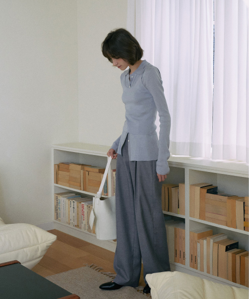 One-Tuck Wide Slacks[LMBESPPT5503]-Gray